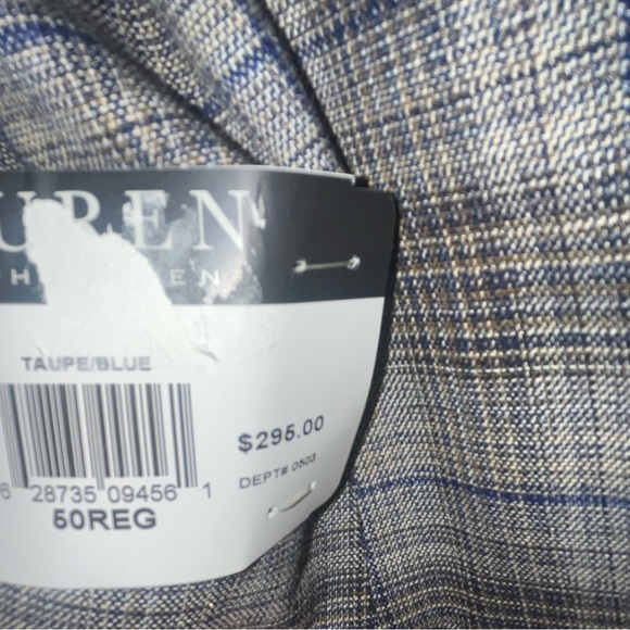 NWT Lauren Ralph Lauren UltraFlex taupe blue plaid sport coat blazer - Picture 4 of 4